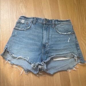 Abercrombie & Fitch Blue Jean Shorts Distressed High-Waisted